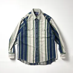 ラングラー Wrangler 長袖シャツ デニムシャツ XL LL 2L 紺 ネイビー インディゴ ウエスタン ストライプ ワークシャツ トップス メンズ ビッグサイズ 大きいサイズ 綿 コットン アメカジ 古着 レトロ 70s 80s 90s