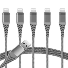 【数量限定】to USB-A Lightning へのデータケーブル usbケーブル 5本セット PD12W急速充電 充電ケーブル 高速データ転送 断線防止 iphone 高耐久ナイロン編みiPhone14/13/12/11/XS/XR/X/8/7/6/5/i