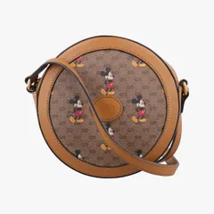 グッチGucciディズニーコラボ ミッキーマウス ブラウン×マルチカラー PVCコーティングキャンバス×レザー 603938 製番不明