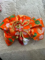 貸衣装処分品　753 つけ帯　オレンジ　幅19ｃｍ  長さ96ｃｍ