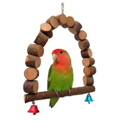 【新着商品】小鳥 止まり木 鈴鳥スタンドインコ オウム 遊園地 ブランコ 鳥おもちゃ 木製 鳥かご ケージ用吊り下げ ストレス解消 知育玩具 安全性 ボール 玩具 小鳥 寝床 ベッド(S)