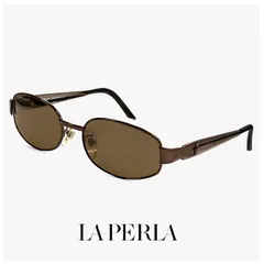 【未使用品】 La Perla ラペルラ サングラス spe501-q93 レディース メンズ ユニセックスモデル メタル フレーム バネ蝶番 イタリア製 ブラウン カラーのサムネイル