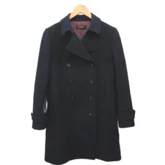 ポールスミス ブラック Paul Smith BLACK Pコート ウールコート ロング丈 ダブルブレスト カシミヤ混 40 紺  ネイビー 黒 ブラック ■IBO91のサムネイル