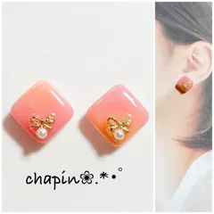 （ 1212 ）カボション ニュアンス マーブル レジン ピアス