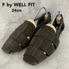 F by WELL FIT エフバイウェルフィット 24.0cm ブラウン スエード グルカサンダル風 フラットパンプス ローヒール 日本製 通勤 オフィス 痛くない 歩きやすい ポインテッドトゥ 編み込み  ダイアナ DIANA ★ ■■