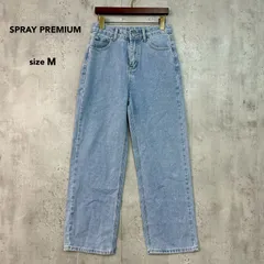 SPRAY PREMIUM スプレイプレミアム M デニムブルー ビジュー ラインストーン デニム パンツ ジーンズ ワイド ジーパン Gパン ボトムス 綿100% ストレート ハイウエスト 華やか キラキラ ラメ お洒落 Y2K  ★ ■◇  ★ ■◆のサムネイル