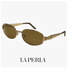 【未使用品】 La Perla ラペルラ サングラス spe501-r09 レディース メンズ ユニセックスモデル メタル フレーム バネ蝶番 イタリア製 アンティークゴールド カラーのサムネイル