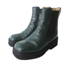 マルニ MARNI チェルシーブーツ サイドゴア ショート レザー スクエアトゥ グリーン 緑 37 23.5-24cmのサムネイル
