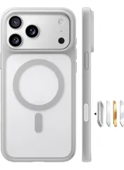 ★TORRAS iPhone 17 Pro 用ケース 【米軍進化耐衝撃・高性能Magsafe対応】指紋防止 黄変防止 米軍保護工学 マグネット搭載 衝撃吸収 頑丈 カメラコントロールボタン付き ストラップホール 透明 Guardian-Mag チタングレー