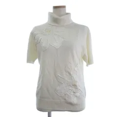 ダナパリ DANAPARIS ニット セーター カットソー 半袖 タートルネック ビーズ スパンコール装飾 花モチーフ アルパカ混 40 白 ホワイトのサムネイル