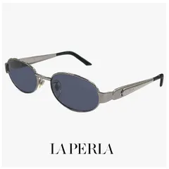 【未使用品】 La Perla ラペルラ サングラス spe500-584 オーバル 型 レディース メンズ ユニセックスモデル メタル フレーム イタリア製 シルバー カラー バネ蝶番のサムネイル