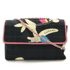 CHANEL シャネル 2.55 チョコバー チェーンバッグ ショルダーバッグ キャンバス コットンキャンバス レザー ブラック 黒 ピンク シルバー金具
