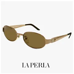 【未使用品】 La Perla ラペルラ サングラス spe500-r09 オーバル 型 レディース メンズ ユニセックスモデル メタル フレーム イタリア製 アンティークゴールド カラー バネ蝶番のサムネイル