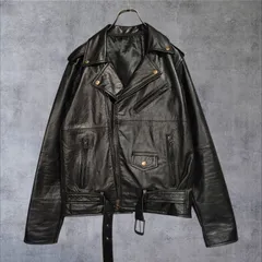 90s 本革 ダブルライダースジャケット ブラック レザージャケット 90s Genuine Leather Double Riders Jacket　36size表記 メンズXSサイズ相当