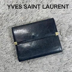 YVES SAINT LAURENT イヴサンローラン 三つ折り財布 がま口 レザー ブラック