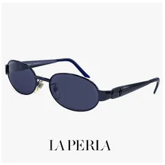 【未使用】 La Perla ラペルラ サングラス spe500-k78 オーバル 型 レディース メンズ ユニセックスモデル メタル フレーム イタリア製 ネイビー カラー バネ蝶番のサムネイル