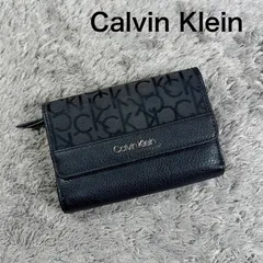 Calvin Klein カルバンクライン 三つ折り財布 キャンバス レザー L字ファスナー ブラックのサムネイル