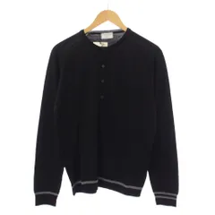 マーガレットハウエル MARGARET HOWELL × ジョンスメドレー JOHN SMEDLEY ニット セーター 長袖 薄手 ウール L 黒 MHM1072 /BM
