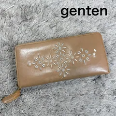 genten ゲンテン 長財布 レザー ラウンドファスナー 刺繍デザイン