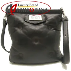 Maison Margiela メゾンマルジェラ グラムスラム フラップポケットバッグ キルティング ショルダーバッグ レザー ブラック レディース /253761【中古】