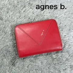 agnes b. アニエスベー 二つ折り財布 ラウンドジップ レザー レッドのサムネイル