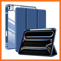 【新品】 ProCase iPad Pro 13インチ ケース M5/M4 2025/2024 ペン収納 ペン収納 耐衝撃 三つ折り スタンド スマートカバー -ネイビー
