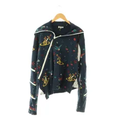 ヴィヴィアンウエストウッド Vivienne Westwood 総柄変形ジップアップパーカーライカ期 アシメントリー 44 ネイビー マルチカラー /CX ■OSのサムネイル