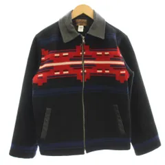 ペンドルトン PENDLETON ネイティブ柄 ウールジャケット 襟レザー USA製 ブルゾン S 黒 ブラック DA49586 /☆Gのサムネイル