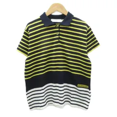 バレンシアガ BALENCIAGA ゴルフウエア ポロシャツ 半袖 M 黒 黄 ボーダー柄 ポロカラー /SY8 ■GY61のサムネイル