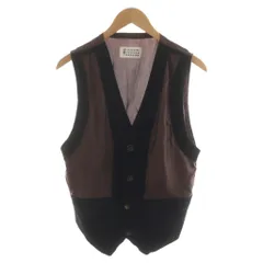 マルタンマルジェラ 10 Martin Margiela 10 ベスト 前開き 切替 レザー 1 茶 ブラウン 黒 ブラック /AN16のサムネイル