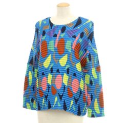マルチカラー プリーツ 長袖トップス PLEATS PLEASE マルチカラー柄長袖トップス - メルカリ