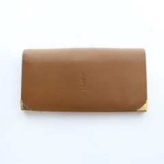 イヴサンローラン YVES SAINT LAURENT 長財布 ウォレット レザー ゴールド金具 ロゴ 茶 ブラウン ■GY11 /MQ