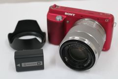 SONY NEX-F3 レッド ダブルズームセット 望遠レンズ付 ミラーレス一眼