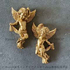 C400 1930年代 ANRI 木彫 天使 金メッキヴィンテージ イタリア壁掛