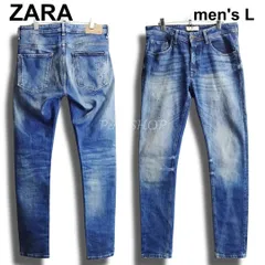 ZARA MAN　ザラ　スリムフィット デニムパンツ　W32（約86cm　W34相当）　ストレッチ　インディゴ　ダメージ加工　トルコ製　ジーンズ　メンズ
