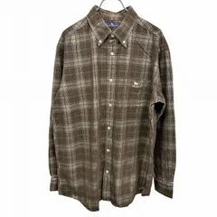 【中古】[印象AB] DOG DEPT ドッグデプト コーデュロイシャツ メンズ LL XL ブラウン 茶×青系×白系 綿100% ボタンダウン チェック ポケットに犬の刺繍 長袖 古着のサムネイル