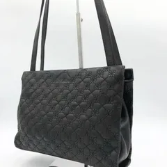 ESCADA エスカーダ ショルダーバッグ 花柄 ステッチ レザー ブラック系のサムネイル
