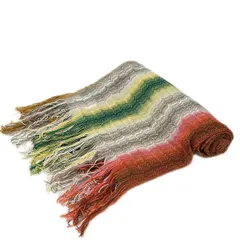 MISSONI(ミッソーニ) ストール(ショール)美品  - ライトブルー×ライトグレー×マルチ ラメ ウール MISSONI - MISSONI(ミッソーニ) ストール(ショール)美品 - ライト