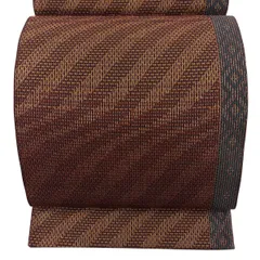 【美品】 袋帯 秀品 菱 幾何学模様 金糸 赤茶 六通 正絹 【中古】