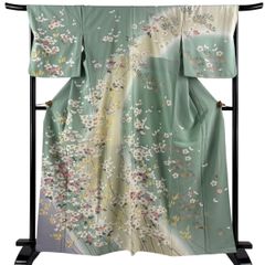 袋帯 秀品 となみ織物 落款 鳥 草花 刺繍 箔 クリーム 六通 正絹