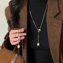 新品  ロングネックレス パール Y字ネックレス おしゃれ NL005