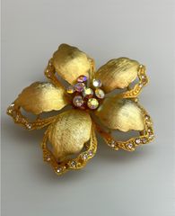 極美品】FOXEY フォクシー お花モチーフ ブローチ シャンパンゴールド