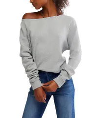 フリーピープル レディース アウター パーカー・スウェット シャツ Free People Jess Long Sleeve Sweatshirt Heather Grey グレー