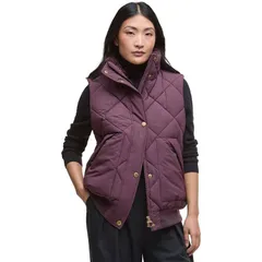 バブアー レディース トップス ベスト ジレ Barbour Becky Puffer Gilet Womens Black CherryMuted Tartan ブラックのサムネイル