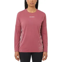 サロモン レディース トップス Tシャツ 長袖 Salomon Sense Aero GFX LongSleeve TShirt Womens NocturneWhisper White ホワイトのサムネイル