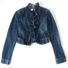 WD26064 美品 ARMANI EXCHANGE アルマーニエクスチェンジ デニムジャケット フリル インディゴブルー XSのサムネイル