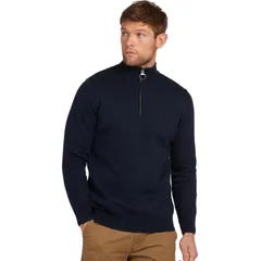 バブアー メンズ アウター ニット・セーター セーター コットン Barbour Cotton 12Zip Sweater Mens Navy ネイビーのサムネイル