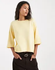 オンリー レディース トップス Tシャツ ニット ONLY boxy knitshirt in buttermilk Mellow Yellow イエロー