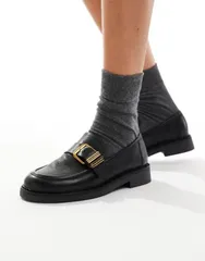 アルド レディース シューズ スリッポン・ローファー ローファー ALDO Kalya loafers with gold buckle detailing Black ブラックのサムネイル