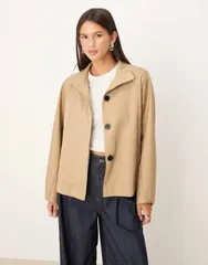 グラマラス レディース アウター コート ケープデザイン クロップド キャップ ケープ Glamorous cropped cape style trench coat BEIGE ベージュ